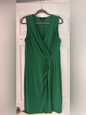 Chaps Emerald Green Faux Wrap Dress Size Large